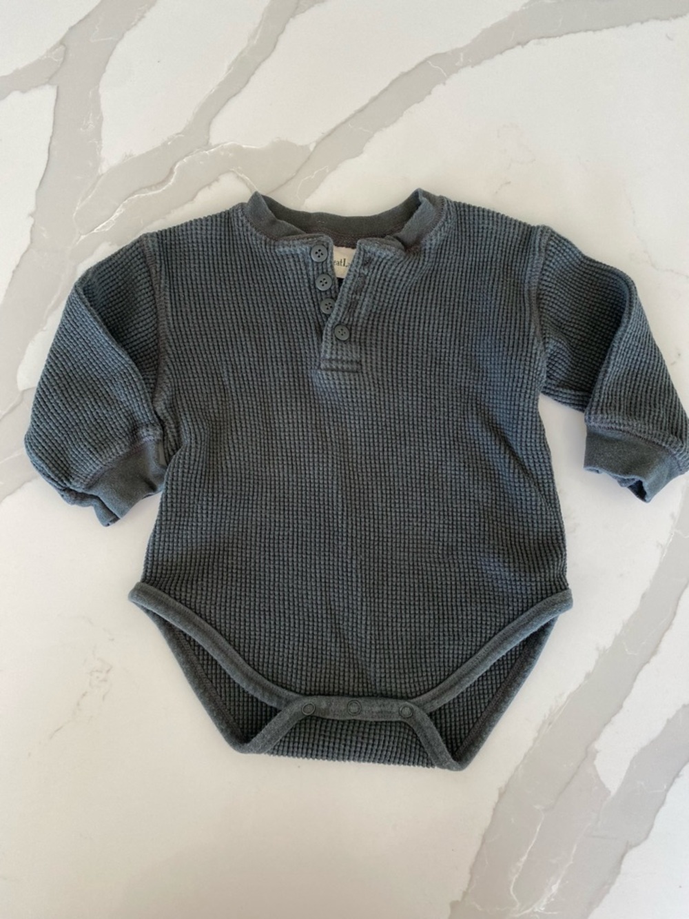 Vintage rare GreatLand Dark Gray Knit Long Sleeve thermal Henley Bodysuit 24M